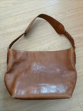 Real leather Braided Strap Shoulder Hobo Bag in Tan Leather